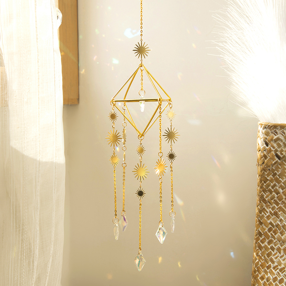 Suncatcher Zon en Maan Regenboog Kristal Zon Catcher Venster Hangende Decor Suncatcher Kristal Huis Tuin Ornamenten Outdoor: Donkergrijs