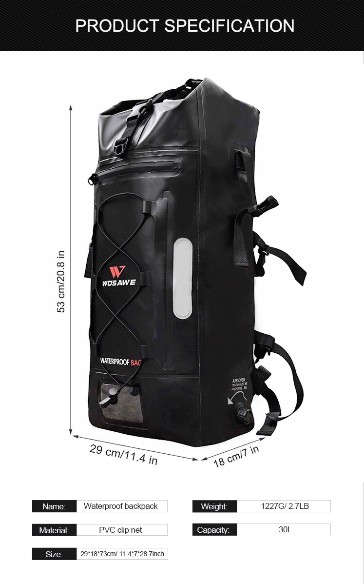WOSAWE Motorcycle Luggage Bag Waterproof Motobike Touring backpacks Bag Motorbike Helmet Bags 30L Multi-functional Travel Bags