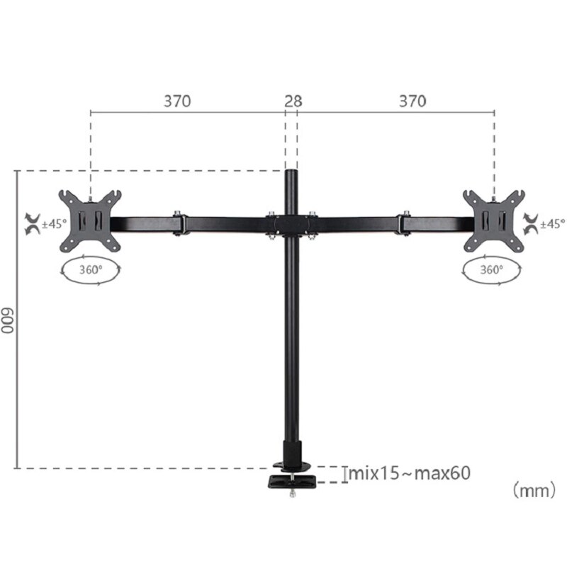 Escritorio de movimiento completo de 360 grados soporte de Monitor doble soporte 14 "-32" LCD LED perforación brazo para montaje de Monitor de carga 7kg