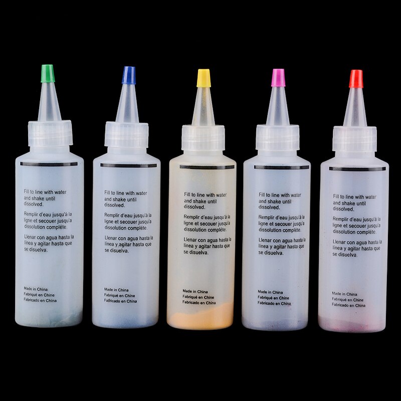 5 flasker 22.6g 0.79oz tie dye  + 20 stk gummibånd  + 4 par vinylhandsker diy farverige tie dye kit tekstilfremstillingsværktøjer