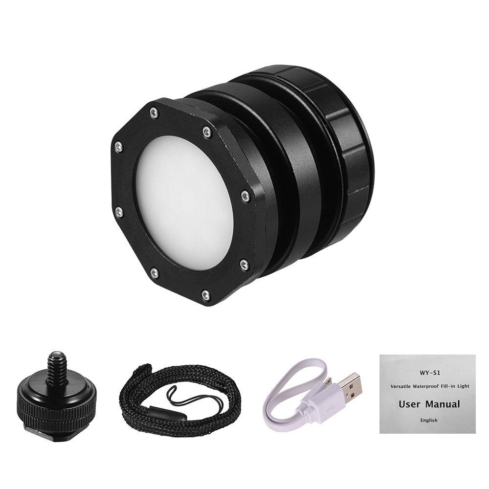 Mini lâmpada de vídeo led ajustável, à prova d&#39;água, 5600k cri 95 + para gopro 7/6/5, suporte para fotografia, mergulho subaquático