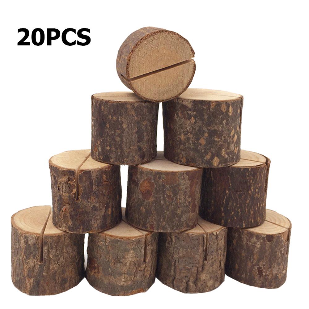 10 pièces bois Pile nom lieu carte porte-Photo naturel en bois souche forme Menu numéro pince support mariage fête Table décor: Type A 20pcs