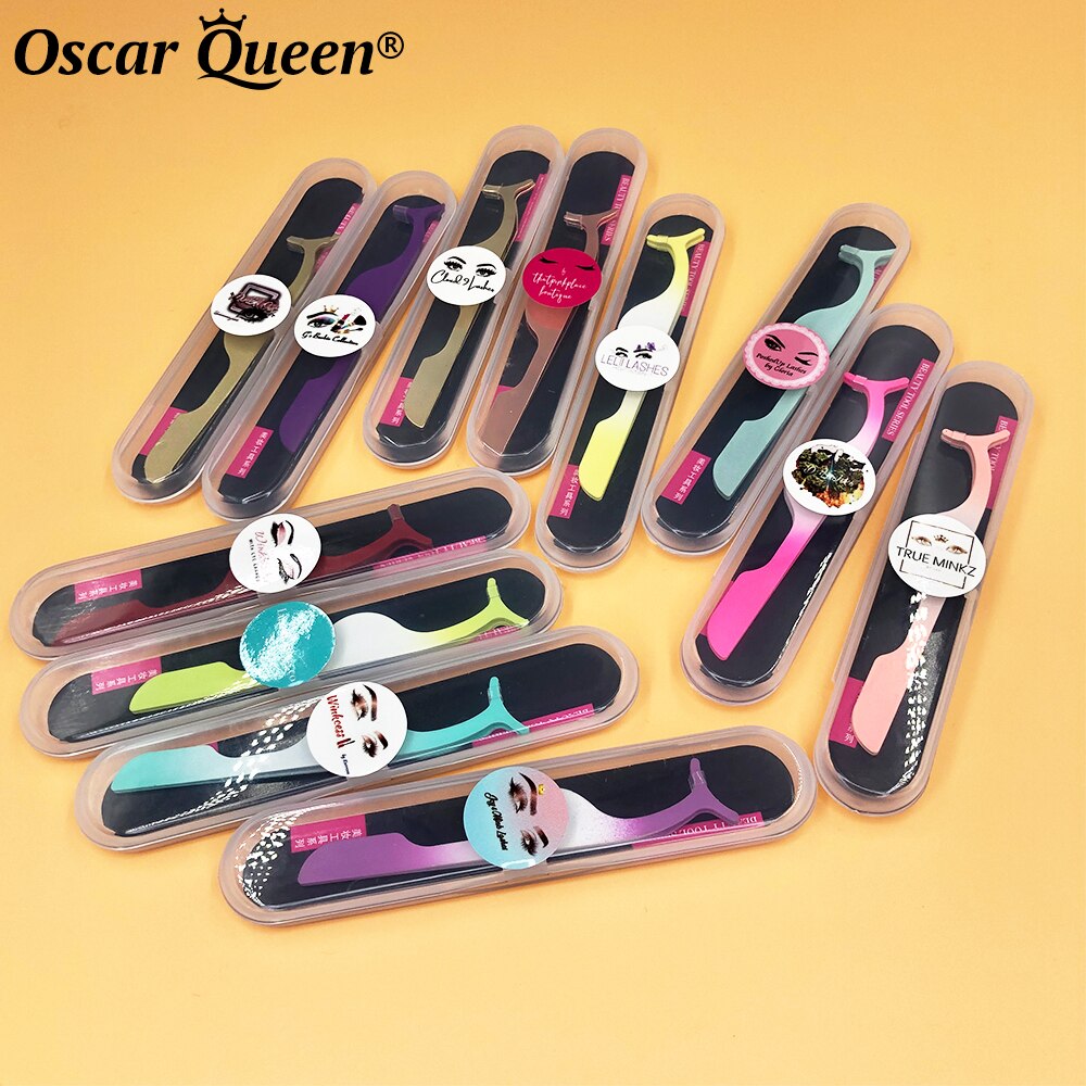 Wimpers Pincet Professionele 10/20/30 Pcs Mink Wimpers Pincet Rvs Makeup Tools Tweezer Case