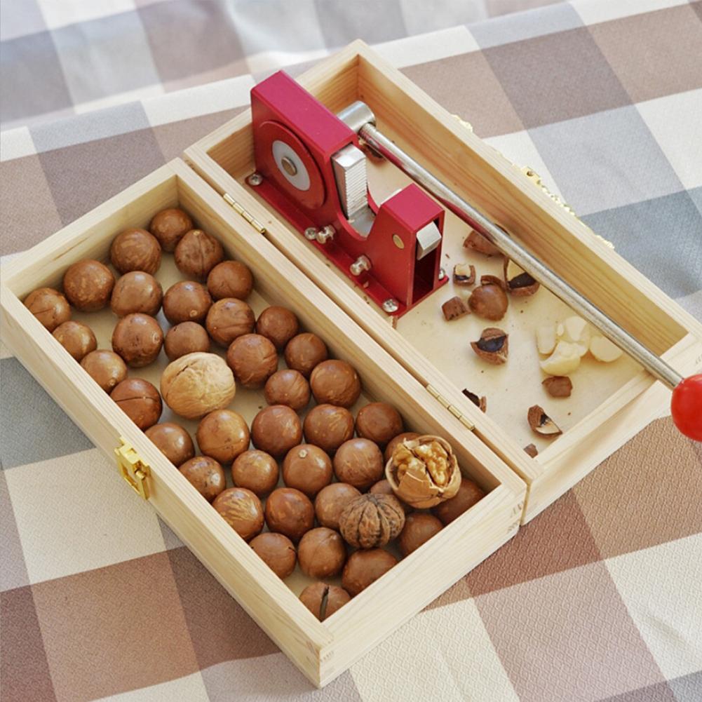 Pinza per noci schiaccianoci noci macchina per sbucciare l'apri della Macadamia resistente con manico in metallo resistente per mandorle di nocciole