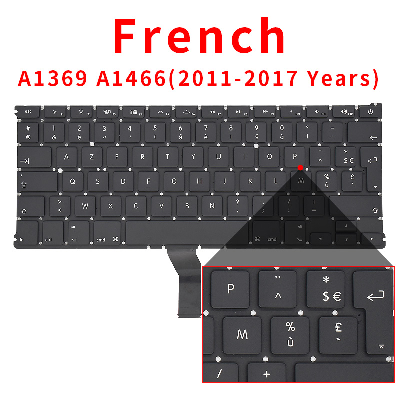 Kannettava tietokone  a1369 a1466 us uk venäjä saksa ranska espanja portugali näppäimistö macbook air 13 " näppäimistöt ilmaiset ruuvit: Punainen