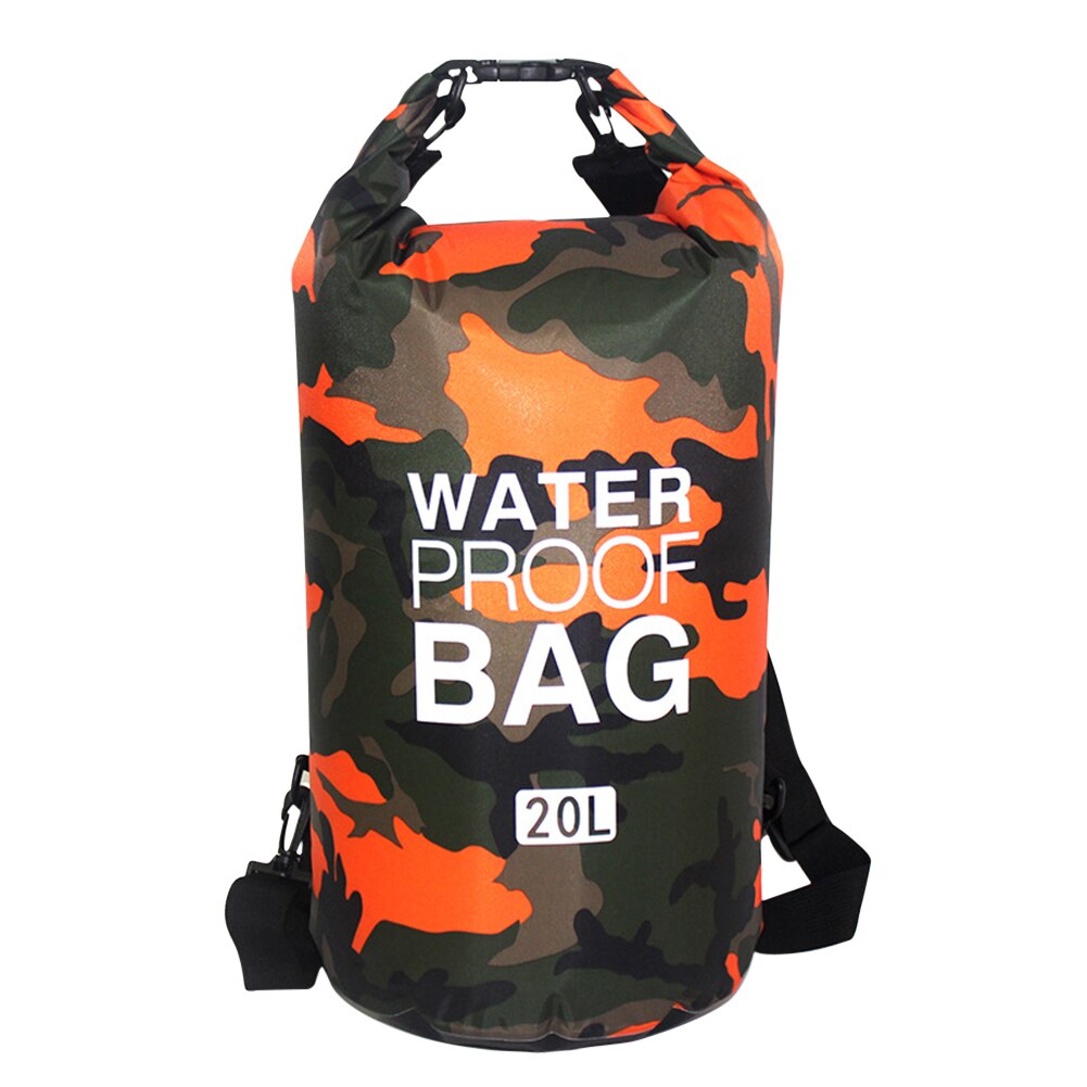 Large Capacity Outdoor Waterproof Dry Pack 5/10/20L Swimming Kayaking River Trekking Float Sailing Backpack Orange Camouflage: 20L