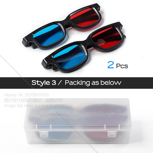 TORA-gafas 3D para proyector LED, accesorios de proyección 3D, caja de para cine en casa, rojo-azul: Style 3