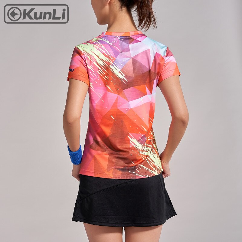 Kunli short sleeved tennis shirt women outdoor sports badminton clothing running clothing T-shirt basketball Volleyball shirt