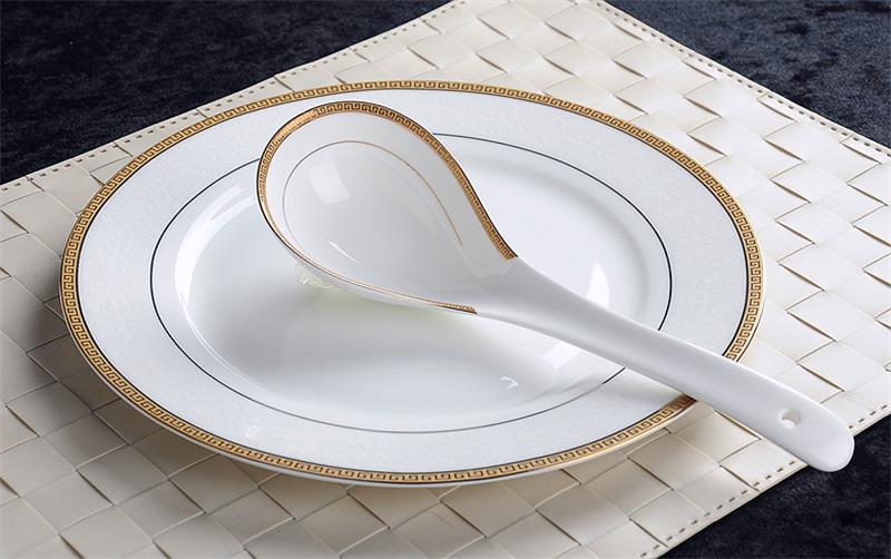 Cucharón de sopa de china de hueso, cuchara grande, cucharas redondas para servir, estilo coreano, utensilios de cocina, cuchara de sopa de mango largo para servir