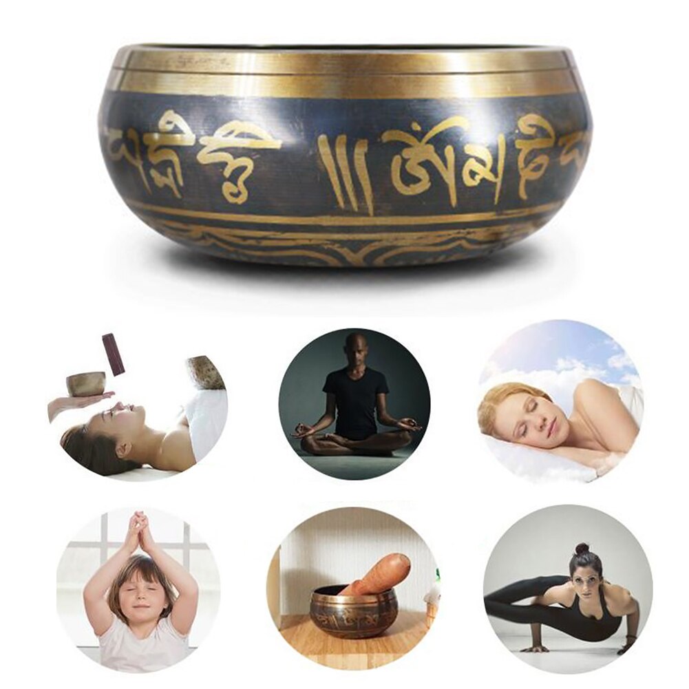 Relaxation Mindfulness Tibetan Singing Bowl Set Hand Hammered With Cushion Stick Portable Yoga Chanting Buddhist Easy Play