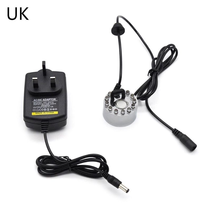 Générateur de brume ultrasonique, nébuliseur, fontaine d&#39;eau, étang, 12 LED, atomiseur, humidificateur d&#39;air, prise US/UK/EU/AU: UK Plug
