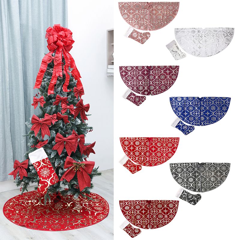 47 Inch Bronzing Kerstboom Rok Mat Cover Ornament Met Sneeuwvlok Kousen Sok Decoratie