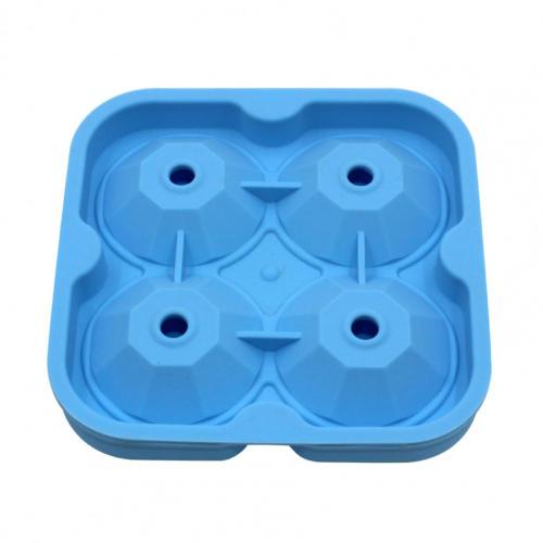 Ice Cube Box Reusable Food Grade Silicone Diamond Ice Cube Tray for Kitchen: Blue