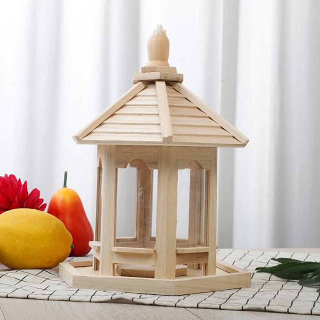 Hanging Wooden Bird Feeder Garden Decoration