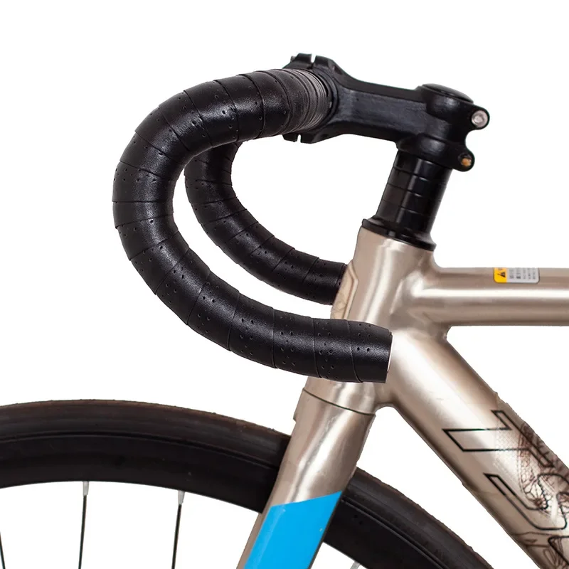 Vintage Perforated Bicycle Handlebar Straps Leather Shock Absorbing Anti-slip Comfort Extended Road Bike Handlebar Straps: black