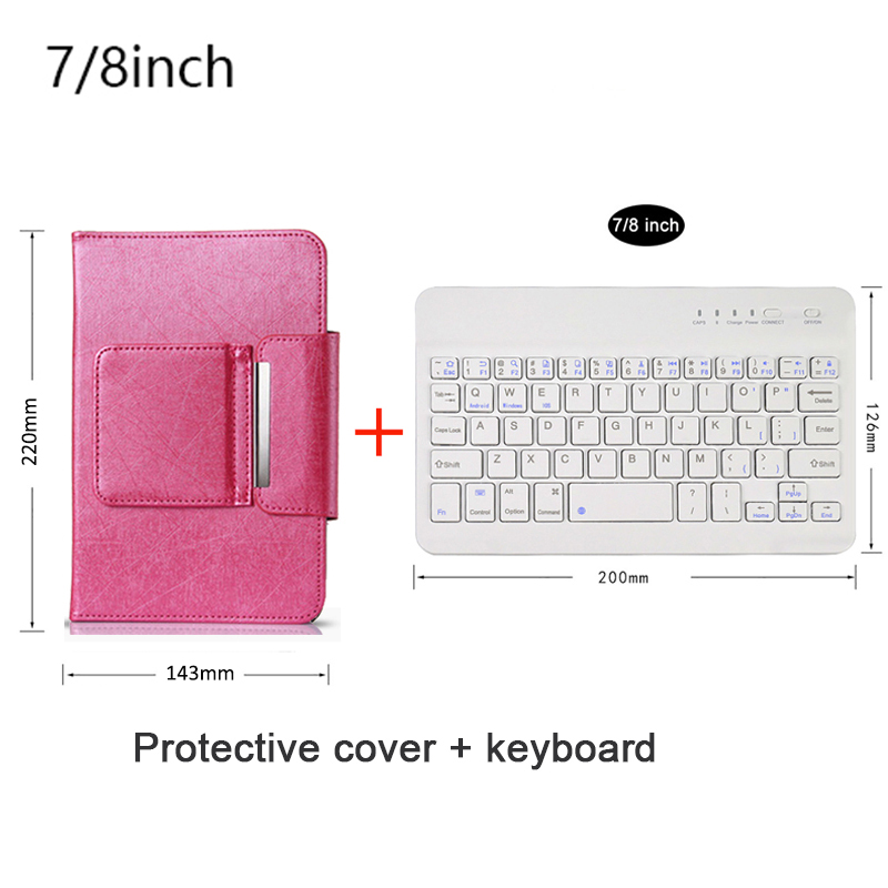 Clavier Bluetooth sans fil avec étui en cuir pour tablette universelle IOS Android Windows, étui en cuir magnétique détachable: Violet
