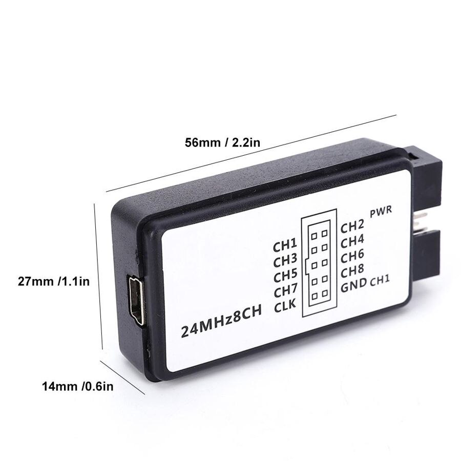 LA1002 Mini Portable USB 5MHz 24M 8 Channel Logic Analyzer Device Set with Cables