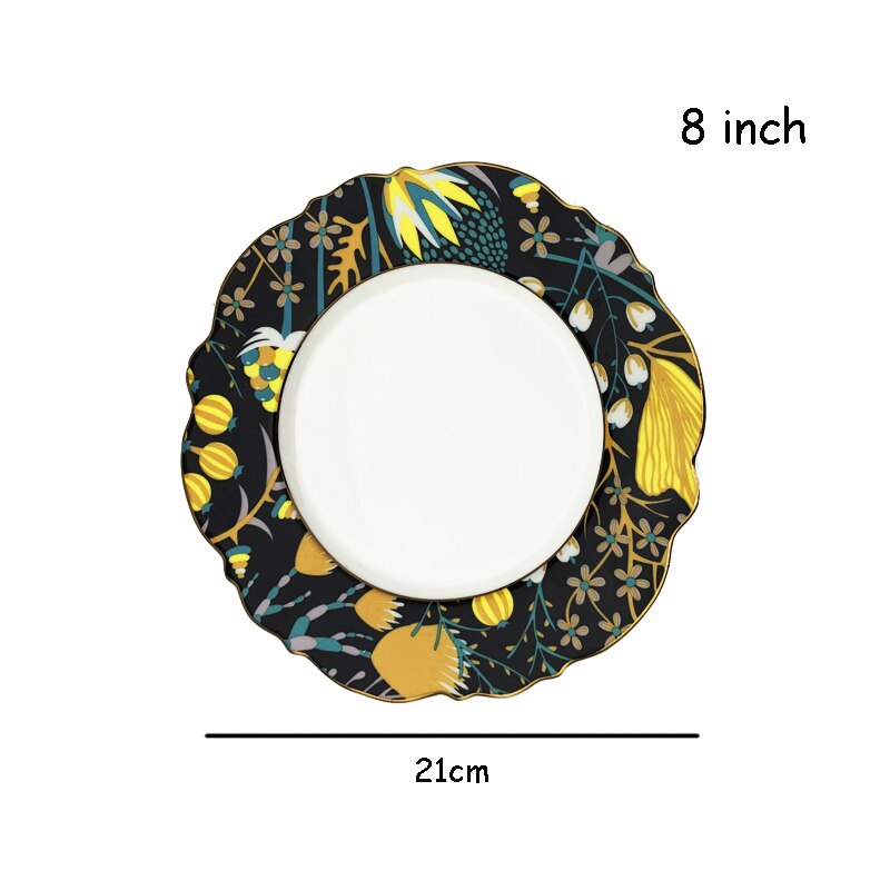 Assiette à dîner fantaisie en porcelaine, vaisselle rétro, vaisselle, plats à Steak, tasse à café, thé, plateau à Dessert, outil de dîner, 1 pièce: 8 inch