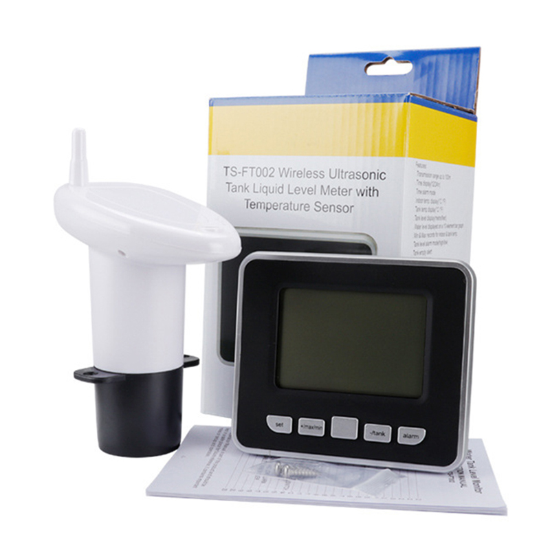 Wireless Ultrasonic Water Level Indicator Gauge Water Tank Sensor Liquid Level Sensor Depth Gauge Temperature Time Display