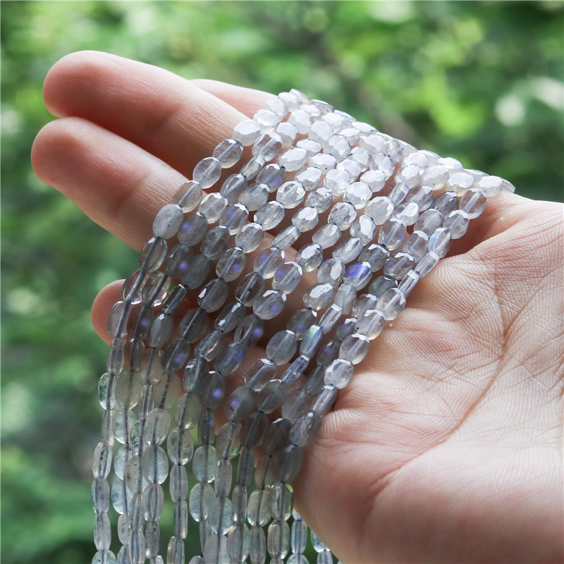 Cuentas facetadas ovaladas de labradorita de piedra Natural, tamaño 4x6MM para fabricación de joyas, pulsera Diy