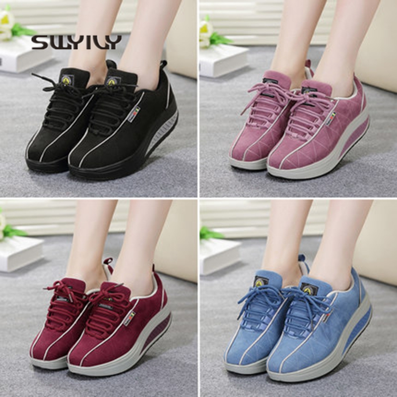 SWYIVY Vrouwen Toning Schoenen Platform Afvallen Lady Sneakers Hoogte Toenemende Vrouwelijke Afslanken Swing Schoenen Licht Gewicht