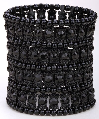 Multilayer stretch cuff bracelet women crystal wedding bridal jewelry B12 4 ROW antique silver color: dark black
