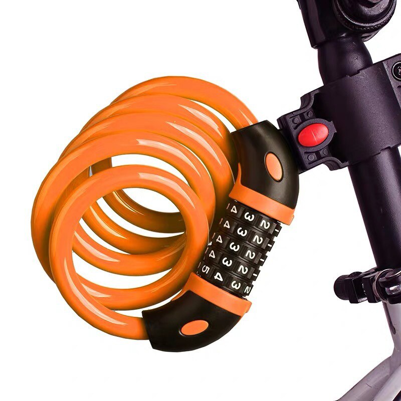 Draagbare Mtb Bike Cijferslot Stalen Kabel Racefiets Sluizen Tough Beveiliging Fiets Sloten Fietsen Accessoires: Orange