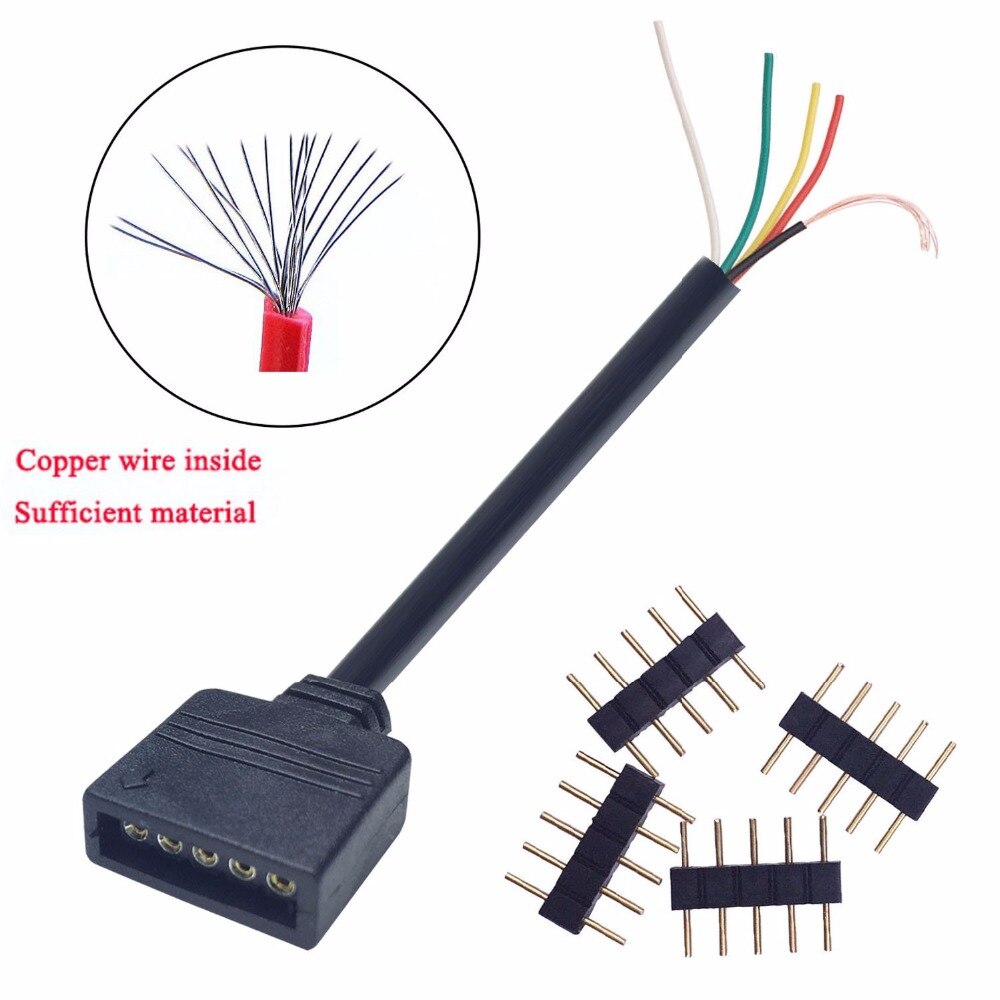 2X RGBW 5pin LED Light Strip 1 to 3 Y Splitter,30cm Solderless RGBWW LED Tape 5Pin 1 to 3 Splitter Connector Cable ST280