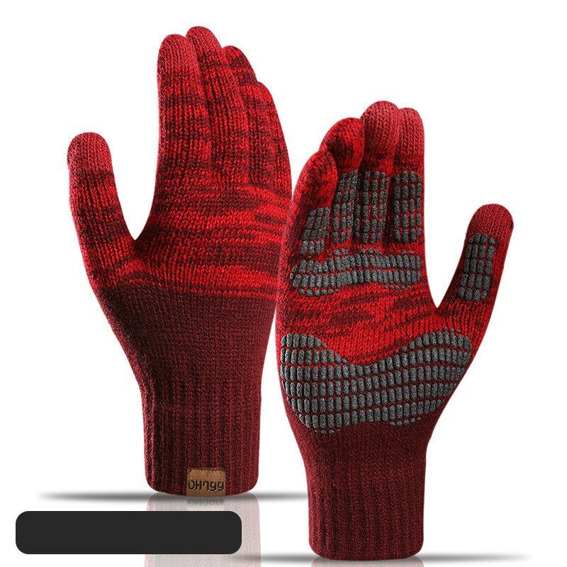 Touch Screen Handschoenen Voor De Winter Wol Gebreide Heren Handschoenen Vrouwelijke Warme Mitten Outdoor Rijden Koude-Proof Handschoen guantes Mitt: Rood