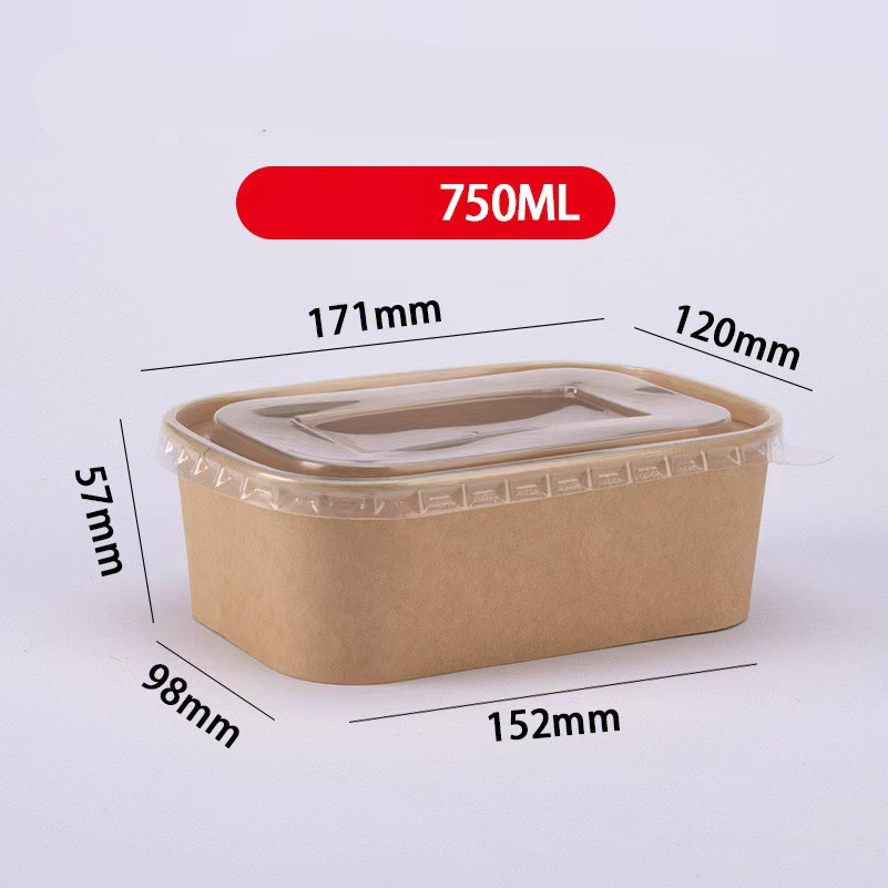 Disposable Lunch Box Eco-friendly Kraft Paper Food Grade Thickened Rectangular Takeaway Box Microwave Heating
