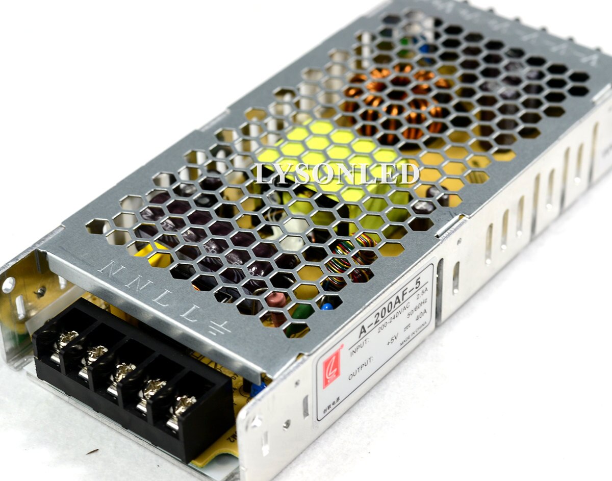 En -200af-5 chuanglian 5v 40a 200w strömförsörjning 110v 230v ingångs psu för led display