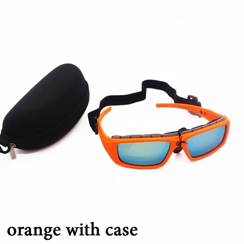 Skidglasögon sportsolglasögon med fodral skidglasögon unisex utomhusglasögon set lätt och bekvämt märke: Orange med fodral