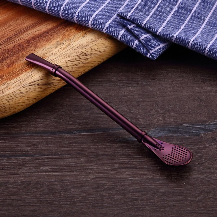 Cuchara de paja para beber de acero inoxidable, 1 piezas, Color Argentina Mate, coctelera para té Mate, Cocina, Bar,: plum