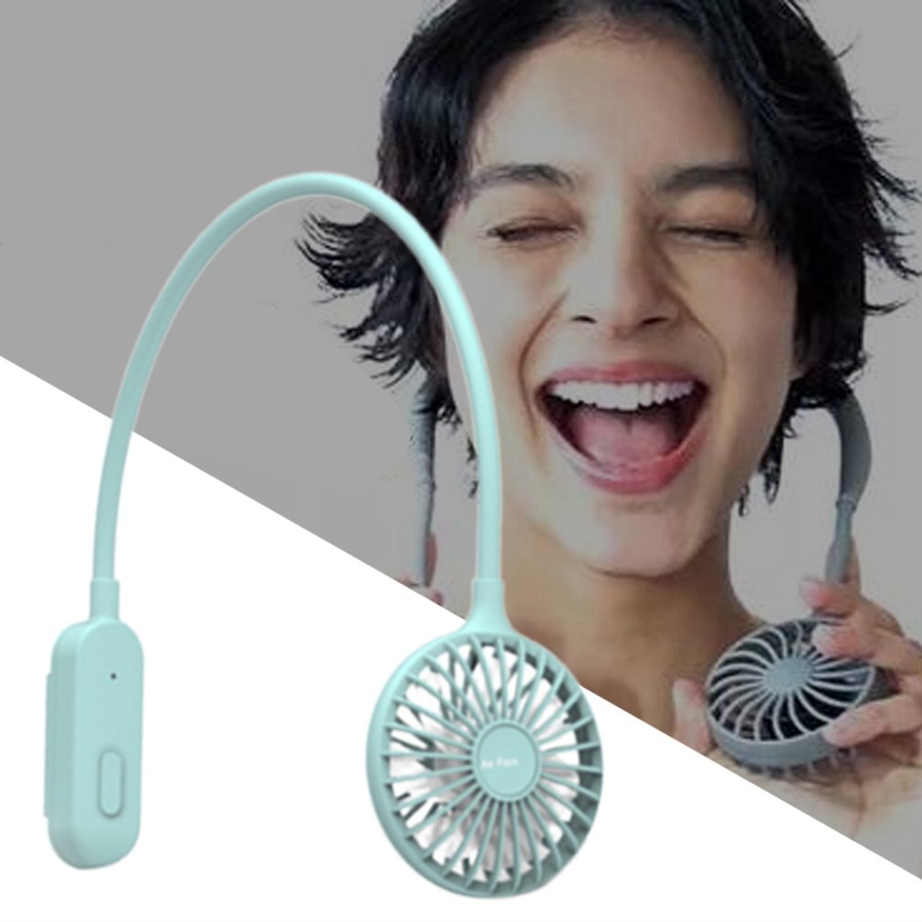 Bærbar doven sport halter fan mini hængende hals fan usb genopladeligt cover halter sport fan luftkøler udendørs