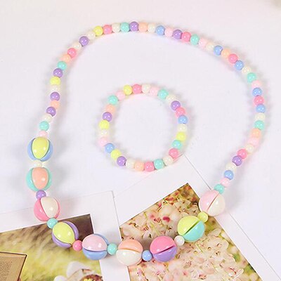 Neue Süssigkeit Farbe Perlen für Art Blume Halskette Armbänder Prinzessin Baby Mädchen Schmuck einstellen Kind Halsband Zubehör T137: C