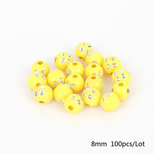 100 piece/lot 8mm Multi Colors Shiny Acrylic Round Beads For DIY Bracelets &amp; Necklaces Jewelry Makings: Yellow