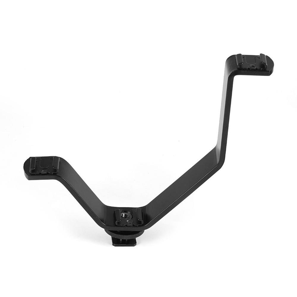 V-formet metall dobbel dobbel sko blitsbrakett til mikrofon dslr fotografering