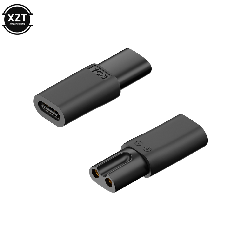 Connecteur de Conversion de charge type-c femelle, prise d'alimentation pratique, chargeur de remplacement, adaptateurs USB pour rasoir, tondeuse à cheveux: Bleu
