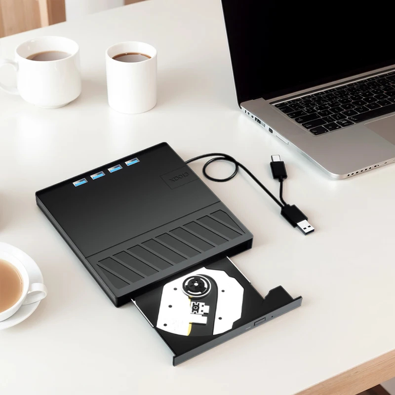 Gravador de dvd/cd externo usb 3.0 tipo -c 7- em -1 , unidade óptica móvel multifuncional, plug and play para todos os computadores.