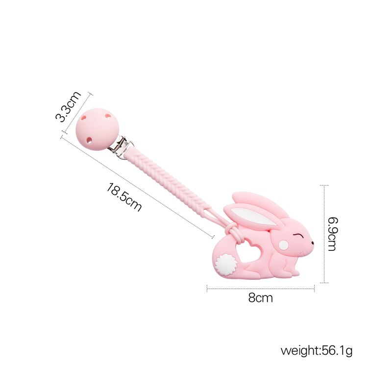 1Pcs Baby Fopspeen Clips Siliconen Bijtring Bunny Siliconen Fopspeen Kettingen Baby Bijtring Tandjes Ketting Baby Fopspeen Clip Keten: rabbit