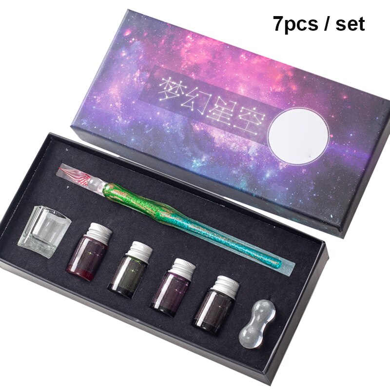 Innovative Handmade Crystal Glass Dip Pen Calligraphy Fountain Set Ink J99Store: 5