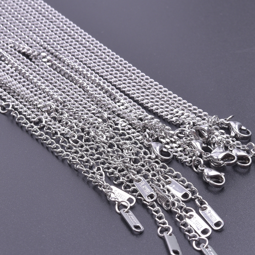 10pcs/Lot Stainless Steel 45cm Adjustable Chain Necklace For Women Men Chains DIY Components 1.2/1.5/1.6/2/2.2/2.5/3mm: Pure Gold Color