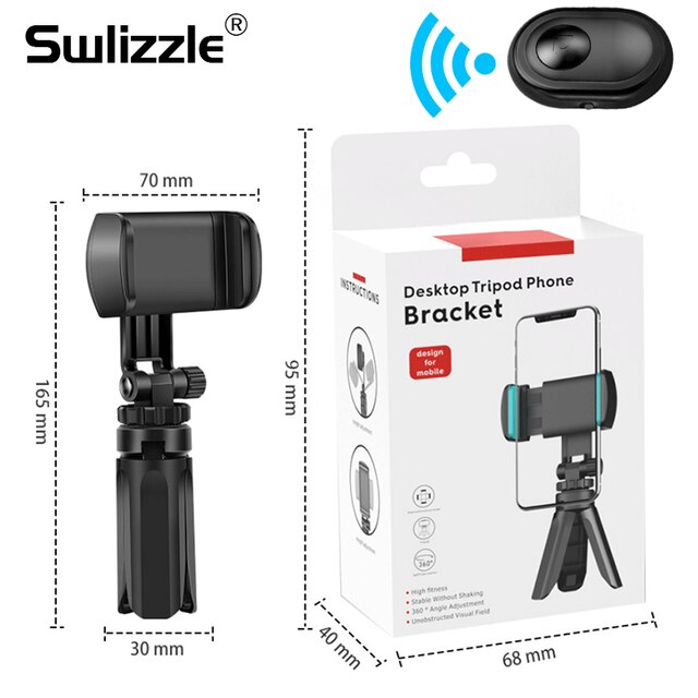 Phone Holder Desk Stand For Your Mobile Phone Tripod For IPhone Xsmax Huawei P30 Xiaomi 360°rotation Foldable Desk Holder Stand: Tripod add Bluetooth