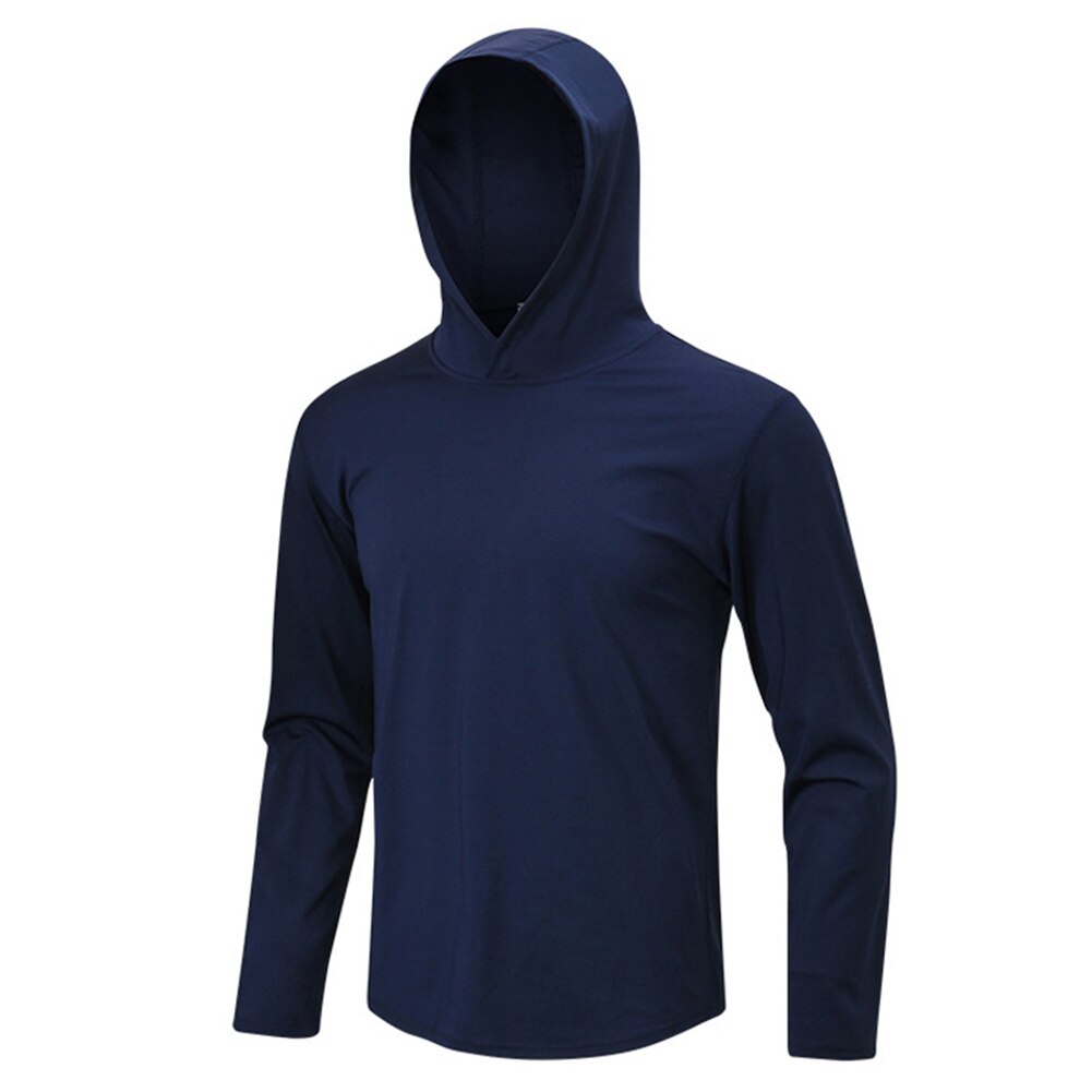 Men Quick Dry Long Sleeve Workout Athletic Hoodie Jacket Sports Training Hooded Coat XD88: XXL / navy blue