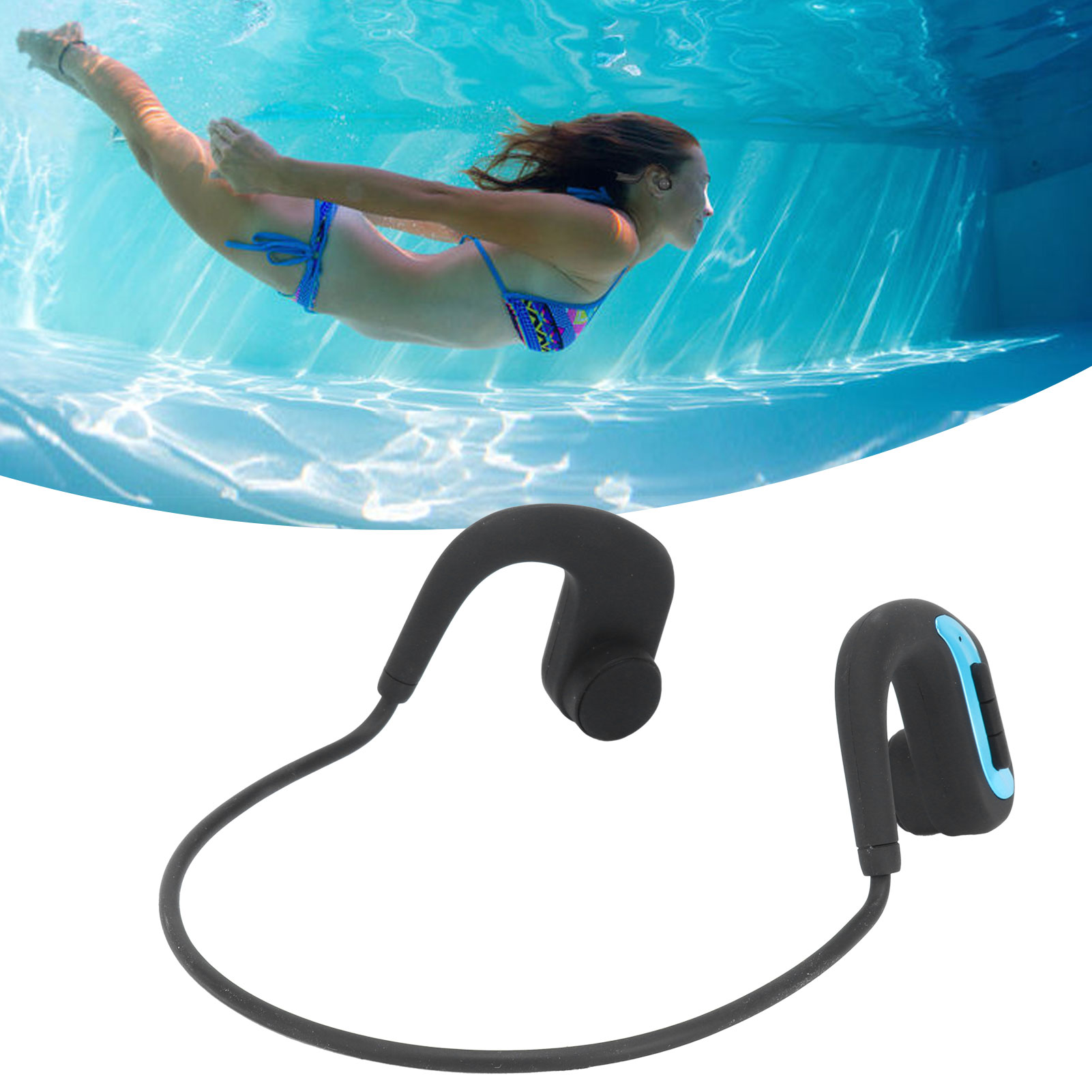 Bluetooth-hörlurar benledningshörlurar  ip68 vattentäta trådlösa bluetooth-headset för simning hörlurar simheadset