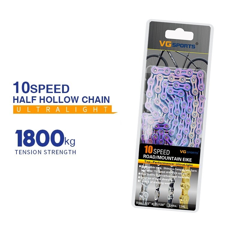 Fahrrad Kette 8 9 10 11 Geschwindigkeit MTB Rennrad Halb/Voll Hohl Kette Silber Gold Regenbogen Ketten für shimano SRAM Campanolo System: X10SL Regenbogen
