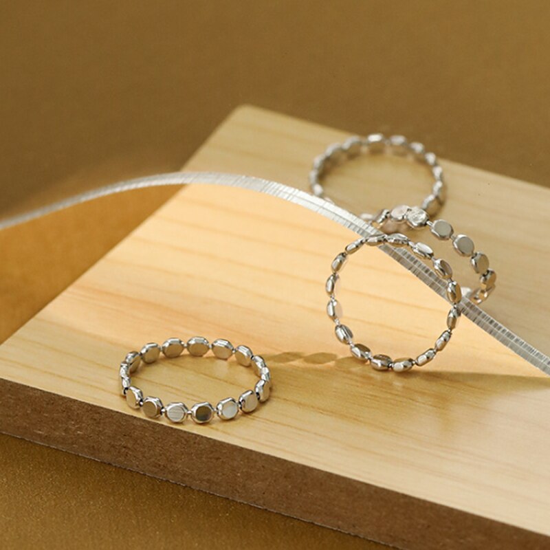 F.I.N.S Minimalist Fine Jewelry Geometric Flat Round Beads S925 Sterling Silver Ring Simple Stackable Silver Finger Ring 925