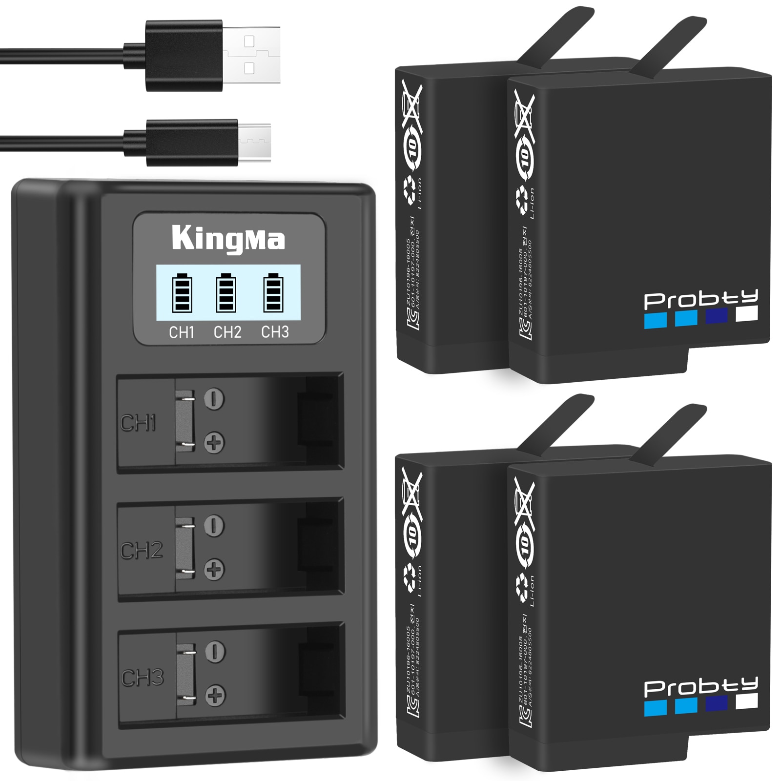 Original probty för gopro hero 5 hero 6 hero 7 batteri bateria akku för gopro hero 5 6 7 svart kamerabatteri ahdbt 501