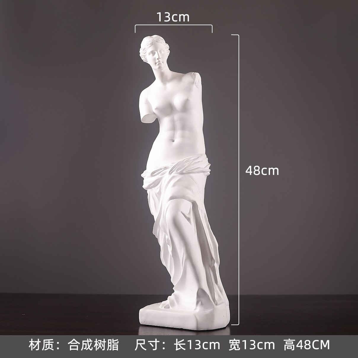Statue de tête de personnage en plâtre, décoration douce pour maison, modèle de chambre, ornement de bureau à la: White 48cm High