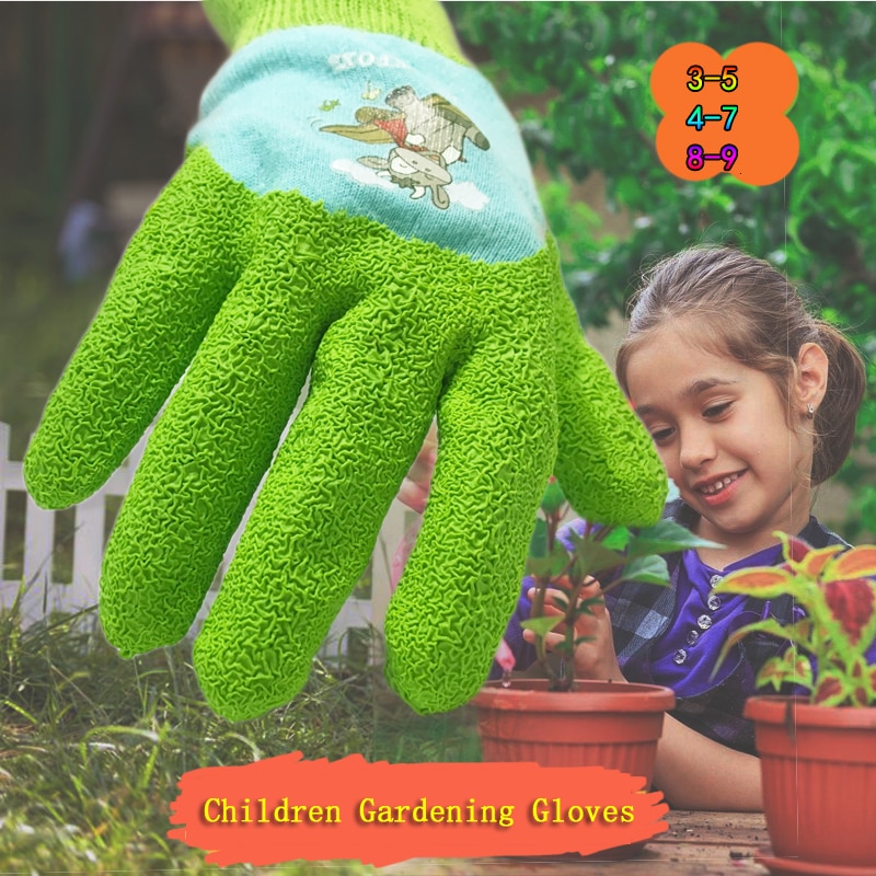 Children&#39;s Gloves Anti-Cutting Gloves Gardening Labor Weeding and Puncture-Proof Latex Garden Gloves One Pair Hands Protection